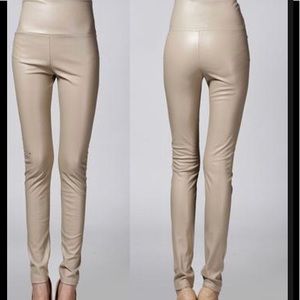 High waisted leather pencil fit leggings